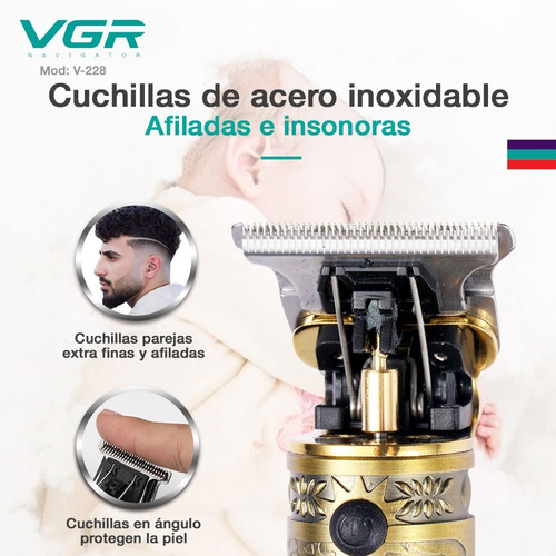 Imagen 7 de 10 de Maquina Corta Pelo Patillera Vgr V228 Profesional Recargable