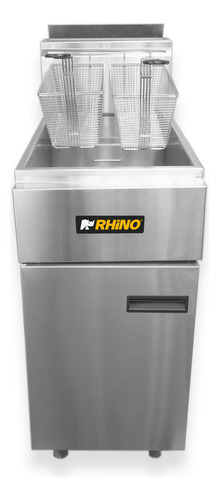 Freidora Industrial A Gas Lp Rhino 2 Canastillas 24 Litros Color Gris