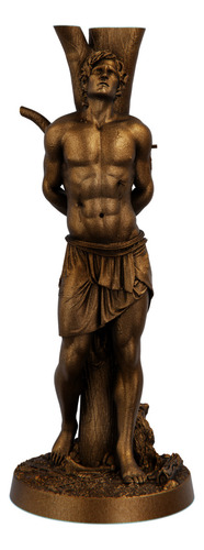 Estátua São Sebastião Estatueta Imagem Católica Cor Co Cobre Antigo