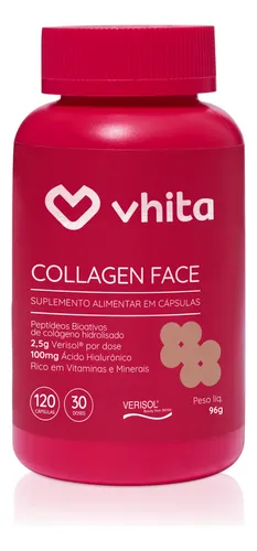 comprar Colágeno Hidrolisado Verisol com Ácido Hialurônico e Vitaminas em cápsulas Collagen Face Vhita