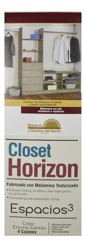 Closet Horizontal 4 Cajones Pueblo 240cm Color Encino