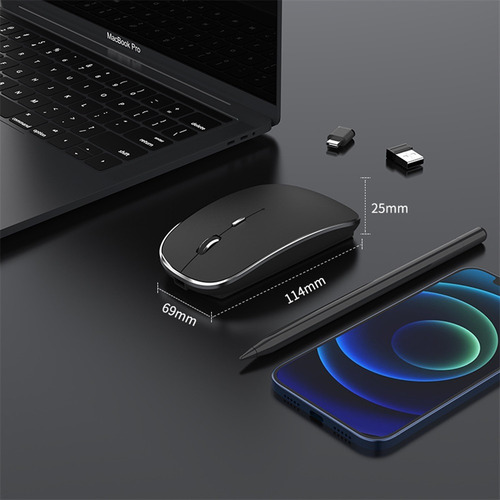 Mouse Inalámbrico, Ratón Inalámbrico Recargable Usb Y Tipo-c