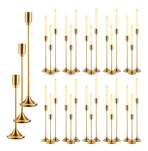 30 Portavela Conico Dorado Granel Candelabro Metal