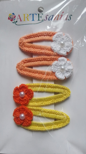 Hebillas Crochet Hilo Artesanías X 4 Unidades