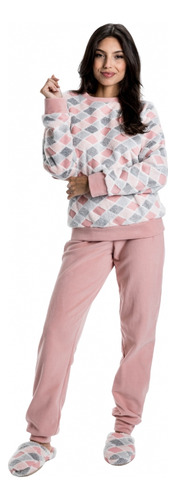 Pijama Pelúcia Losango Com Microsoft
