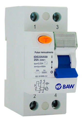 Interruptor Disyuntor Diferencial Bipolar 2x25a 30ma Baw