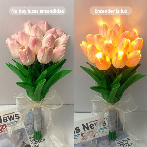 Lámpara De Tulipanes Led Luz Nocturna Con 10 Ramo