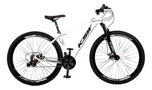 Mountain bike KSW xLt MTB R29 19" 21v freios a disco mecânicos Shimano TZ shifters brancos/pretos