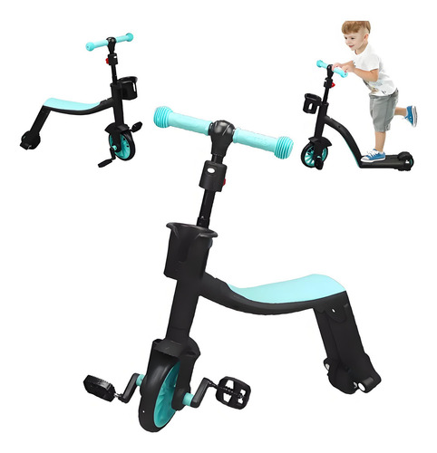 Marhynchus Triciclo Multifuncional Infantil azul Scooter 3 En 1 Plegable 50kg
