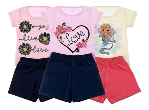 Imagem 4 de 7 de Kit 6 Conjunto Infantil Menina 1 Ao 8 Anos