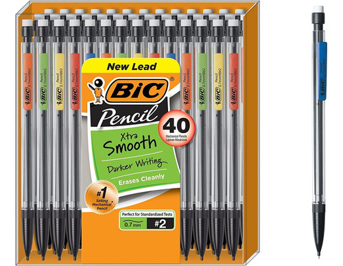 Lapiseira Bic Xtrasmooth Ponto Médio 07 Mm 40count Cor Preto