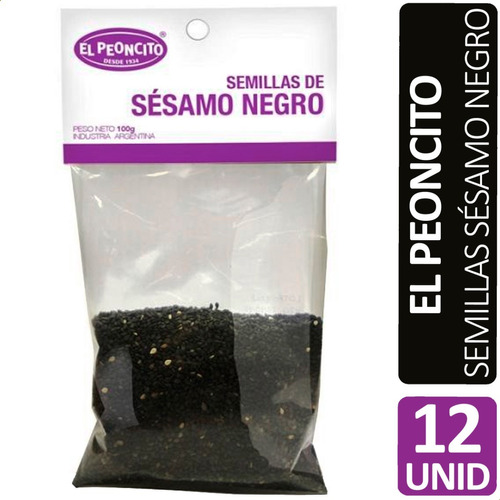 Imagen 1 de 6 de Semillas De Sesamo Negro Sushi Ensalada El Peoncito Pack X12