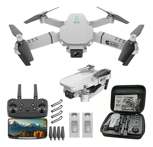 Mini Drone Con Cámara Dual 4K Ourlife AK Air2 Pro 2.0 Gris 2.4GHz, Transmite en Vivo vía App Con 2 Baterías Y Protector De Hélices