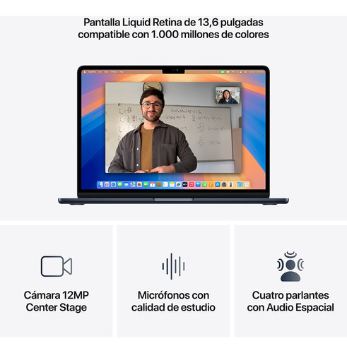 Macbookair 13 M4 Cpu 10 Gpu 10 - 24gb Ssd 512gb Negro Medianoche