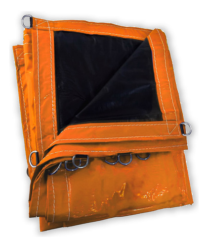 Lona Caminhão Laranja/preto Com Argola - 9,5x5m