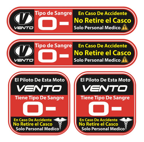 Sticker Reflejante Tipo Sanguineo Compatible Con Vento