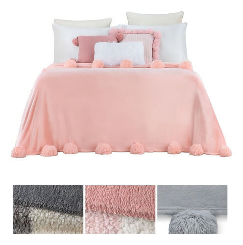 Cobija Esquimal Cobertor Luxus Individual individual color lili (rosa) de 220cm x 150cm