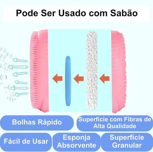 Esponja Bucha De Silicone Com Porta Sabão Escova Para Banho