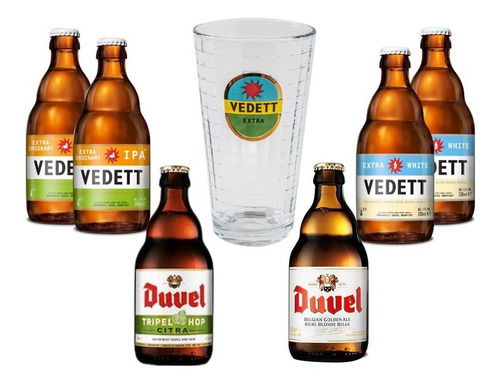 Six Pack Cerveza Duvel-vedett Con Vaso