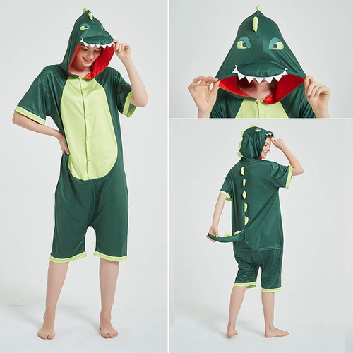 Pijama Infantil Macacão Kigurumi Fantasia Dinossauro Botão