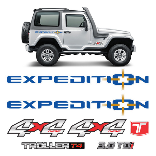 Adesivos P/ Troller Expedition 4x4 11 T4 Faixa Azul Genérico