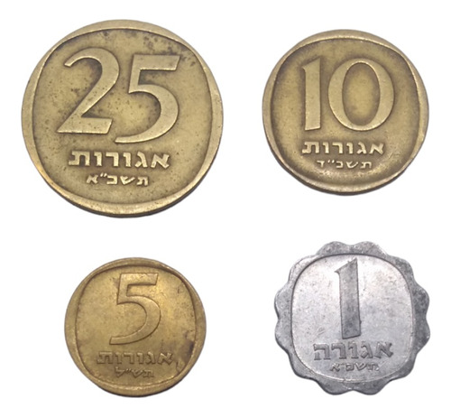  Monedas De Israel 25, 10, 5 Y 1 Agorot  4 Piezas Años 80's