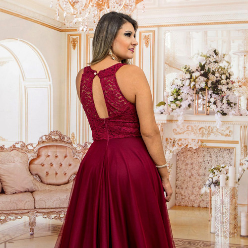 Vestido Rodado Princesa - Marsala - Madrinha Formatura