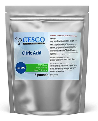 Cesco Solutions - Ácido Cítrico 100% Puro, Sin Omg,