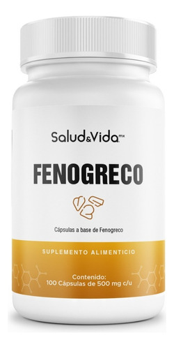 Fenogreco Puro 1500mg por porción (3 Cápsulas al Día) | 100 Cápsulas | 100% Natural  |  S&V | Sin Excipientes, Sin Gluten, Sin OMG