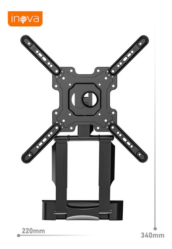 Suporte Tv Tri Articulado 14'' A 63'' Para Parede E Painel Cor Preta