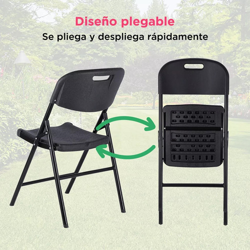 Kit 4 Sillas Plegables Fiesta Jardin Eventos uso rudo salon color negro lisa