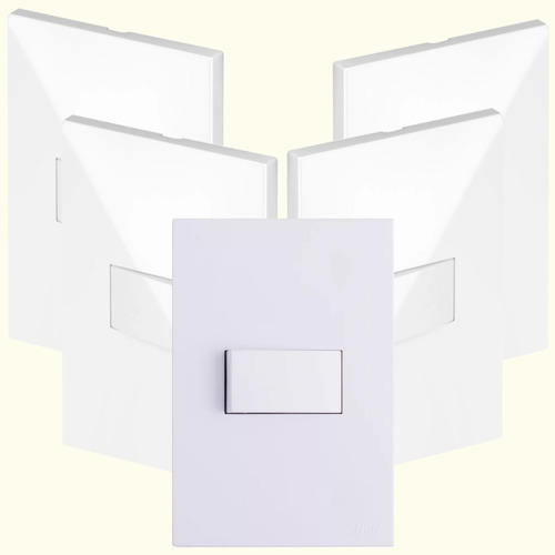 Kit 5 Interruptor De Luz Paralelo Apagador Branco Recta Blux