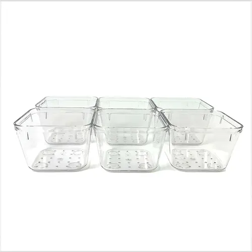Kit 6 Organizador Multiuso Acrílico 7,5x7,5 Gaveta Maquiagem Transparente