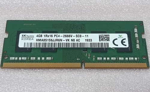 Imagen 1 de 1 de Memoria Skhynix Ddr4 De 4gb 2666 Sodimm
