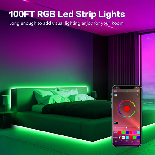 Tira De Luz Led De 100 Pies, Tira De Luces Led Rgb Que Cambi