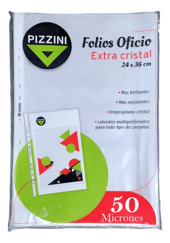 Folios Pizzini Oficio 50 Micrones Pack Por 100 Unidades