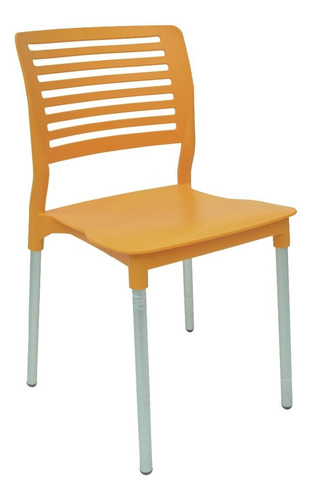 Set De 4 Sillas Galeri Modernas P/ Restaurante- Estructura De La Silla Aluminio Asiento Naranja