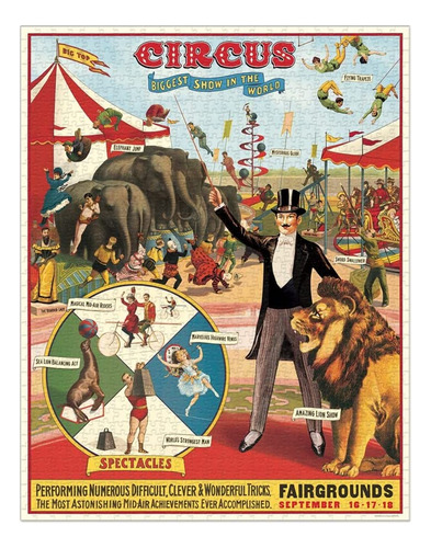 Cavallini Vintage Circus Jigsaw Puzzle 1000 Piezas