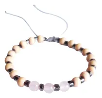 Comprar Pulsera Cuarzo Rosa, Cristales Y Madera. Amor, Relajación.