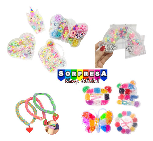 4 Kits Para Hacer Joyeria Pulseras Collares Infantil Piñata