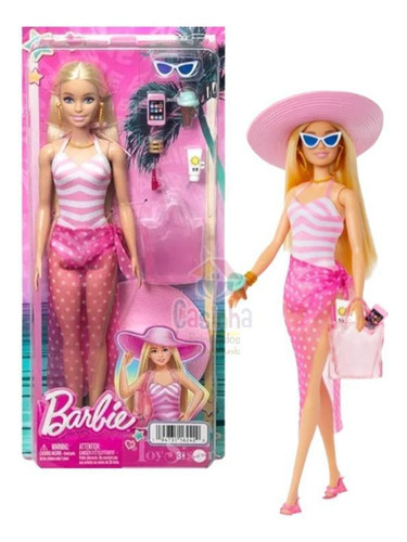 Muñeca Barbie con look rosa Un día en la playa Mattel
