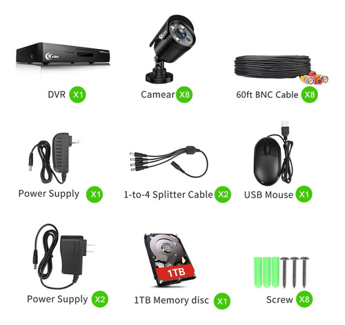 Sistema De Camaras De Seguridad Xvim 8ch 1080p Con 1tb De