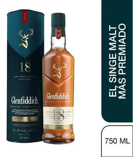 Whisky Glenfiddich 18 Años - mL a $667
