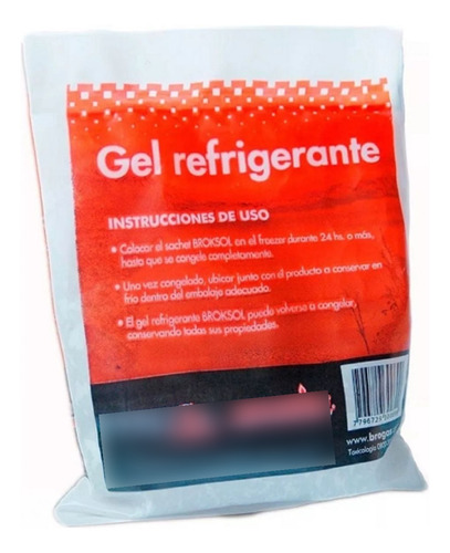 Imagen 2 de 5 de Gel Refrigerante Termico Sachet X 5 U 300grs Broksol Brogas