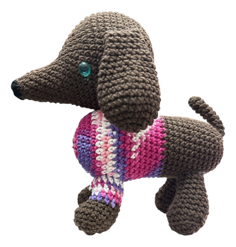 Amigurumi Muñeco De Apego Perro Salchicha - 19 Cm