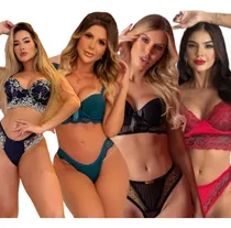 Comprar Kit 4 Conjuntos Lingerie Premium Sacoleira Calcinha Sutiã