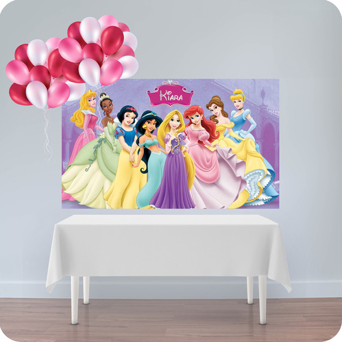 Banner Fondo Candy Bar Cumpleaños Princesas Disney 120x70