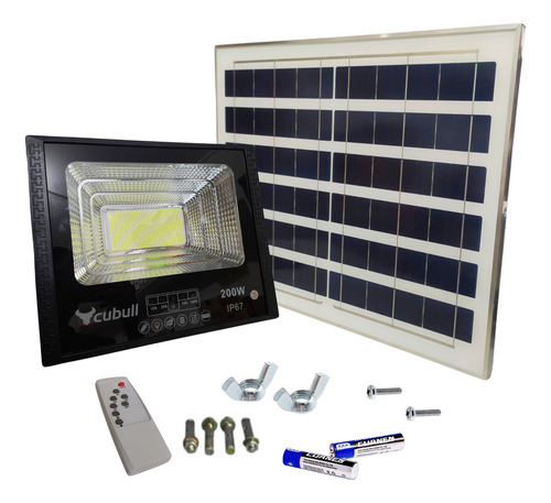Reflector Led 200w Con Panel Solar Cubull Pz-200