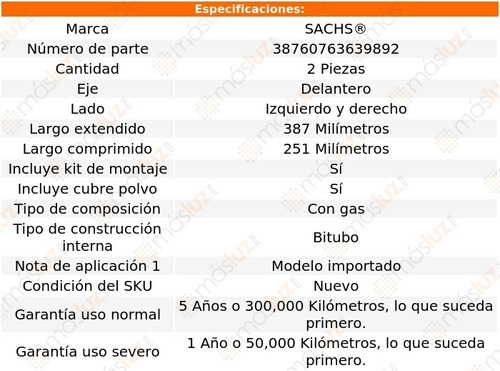 Set 2 Amortiguadores Del Sachs® P15 Rwd L6 4.8l 75 Al 78