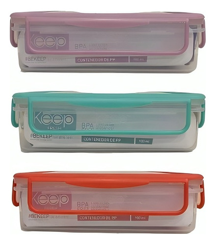 Hermetico Pp 600ml Rectangular Color Lila